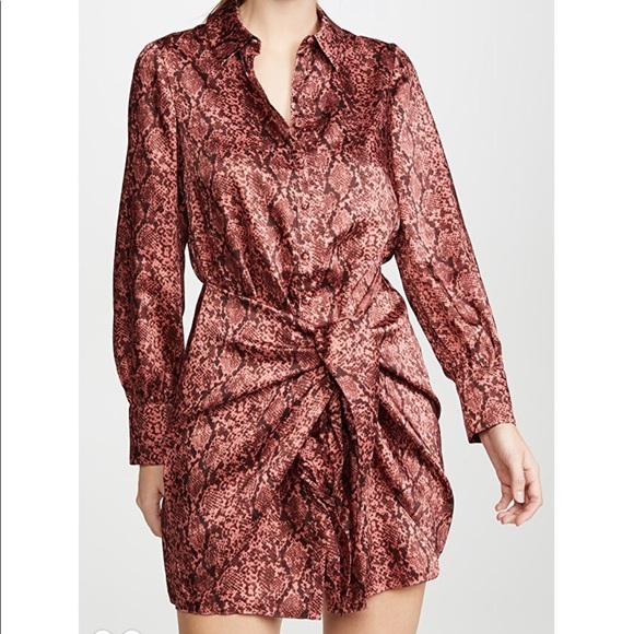 Cinq A Sept | Gaby Python Rosewood Shirt Dress 0 - Picture 6 of 16